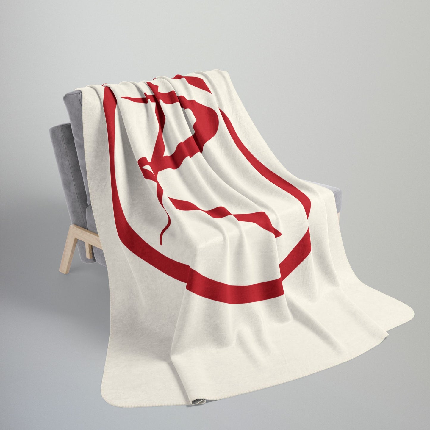 Rambler Red Logo Cream Fleece Sherpa Blanket