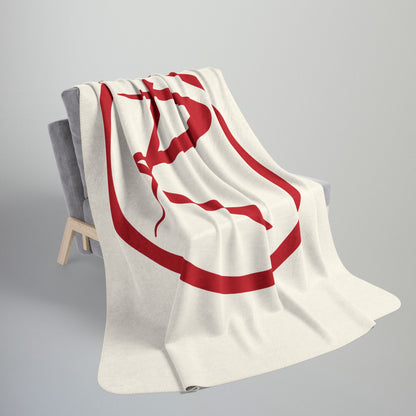 Rambler Red Logo Cream Fleece Sherpa Blanket