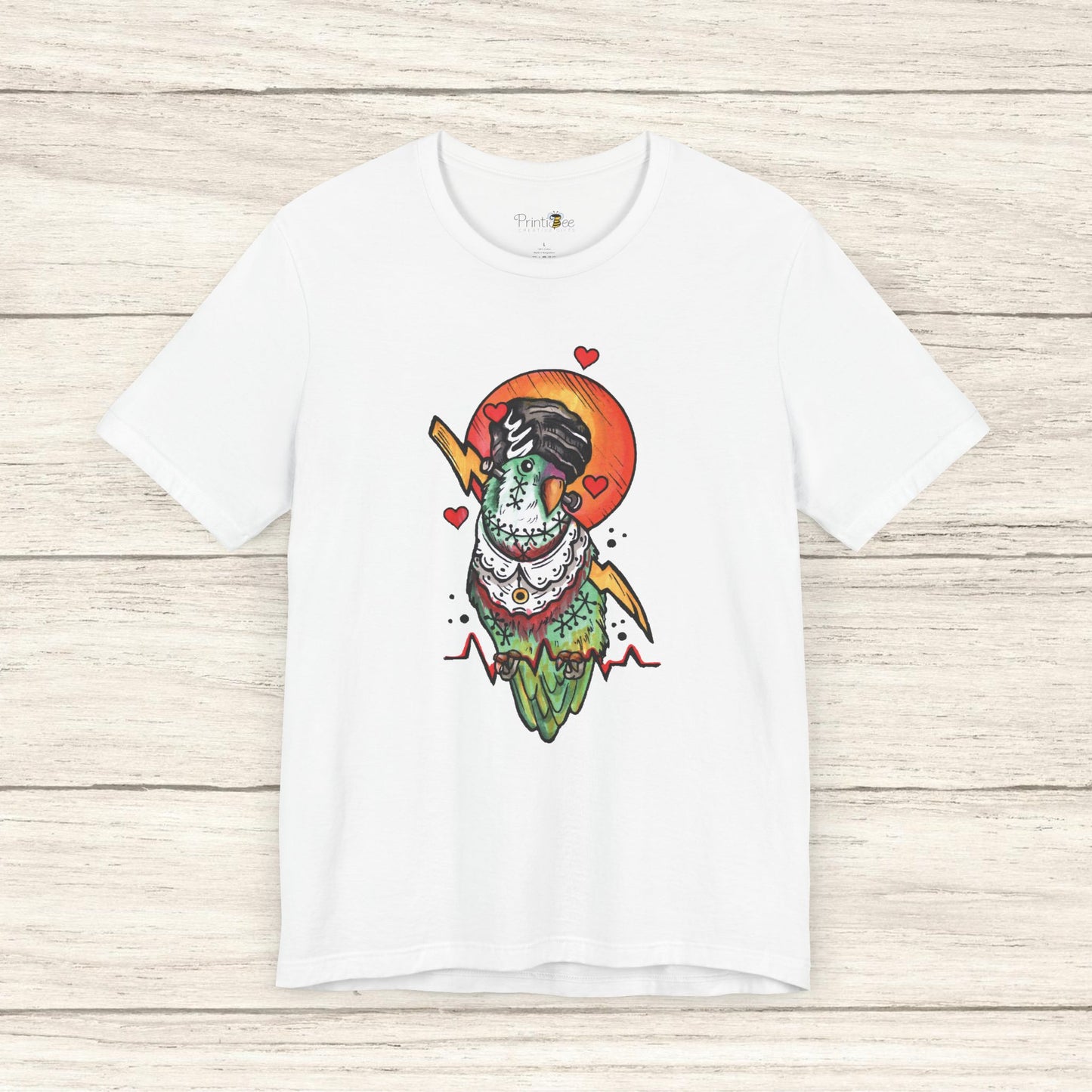 Bride of Frankenstein Lovebird, Hand-Drawn & Hand-Colored Tee