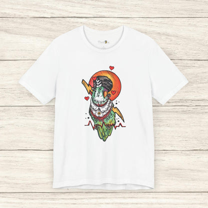 Bride of Frankenstein Lovebird, Hand-Drawn & Hand-Colored Tee