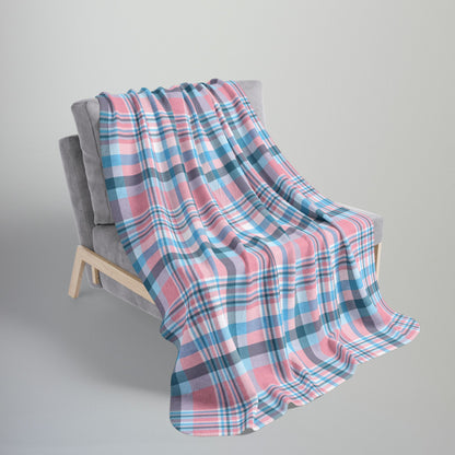 Transgender Pride Plaid Fleece Sherpa Blanket