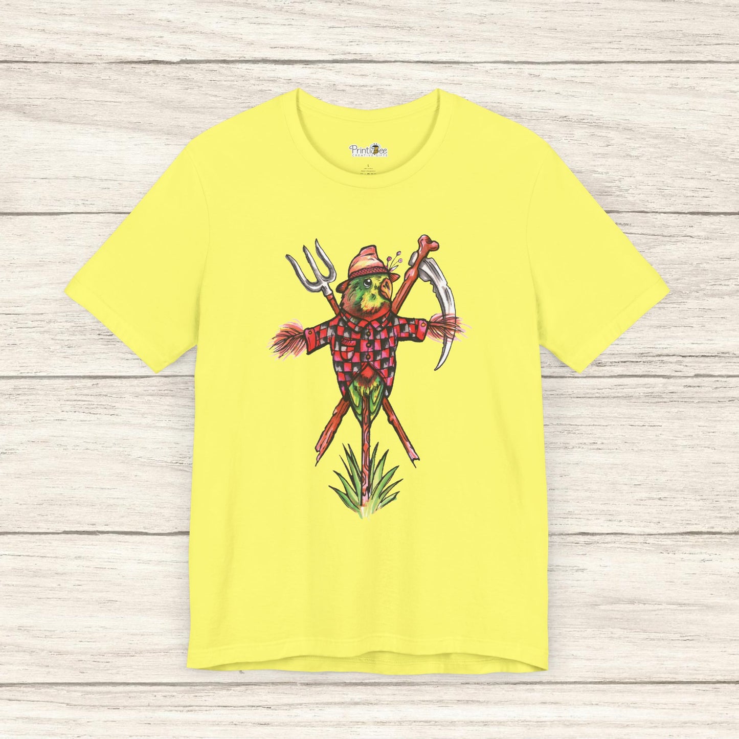 Scarecrow Lovebird, Hand-Drawn & Hand-Colored Tee