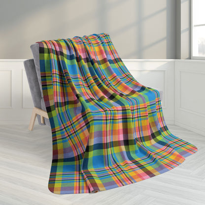 60" × 80" Queer Pride Plaid Fleece Sherpa Blanket