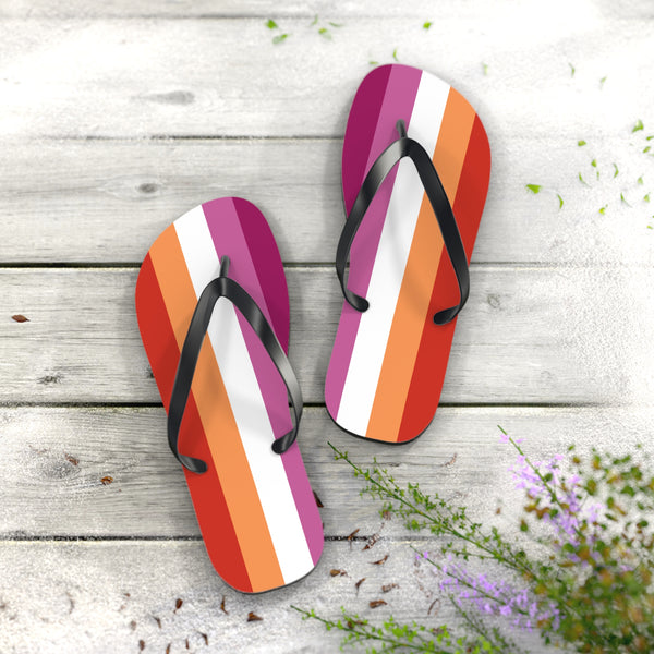 XL Black sole Lesbian Pride Flip Flops