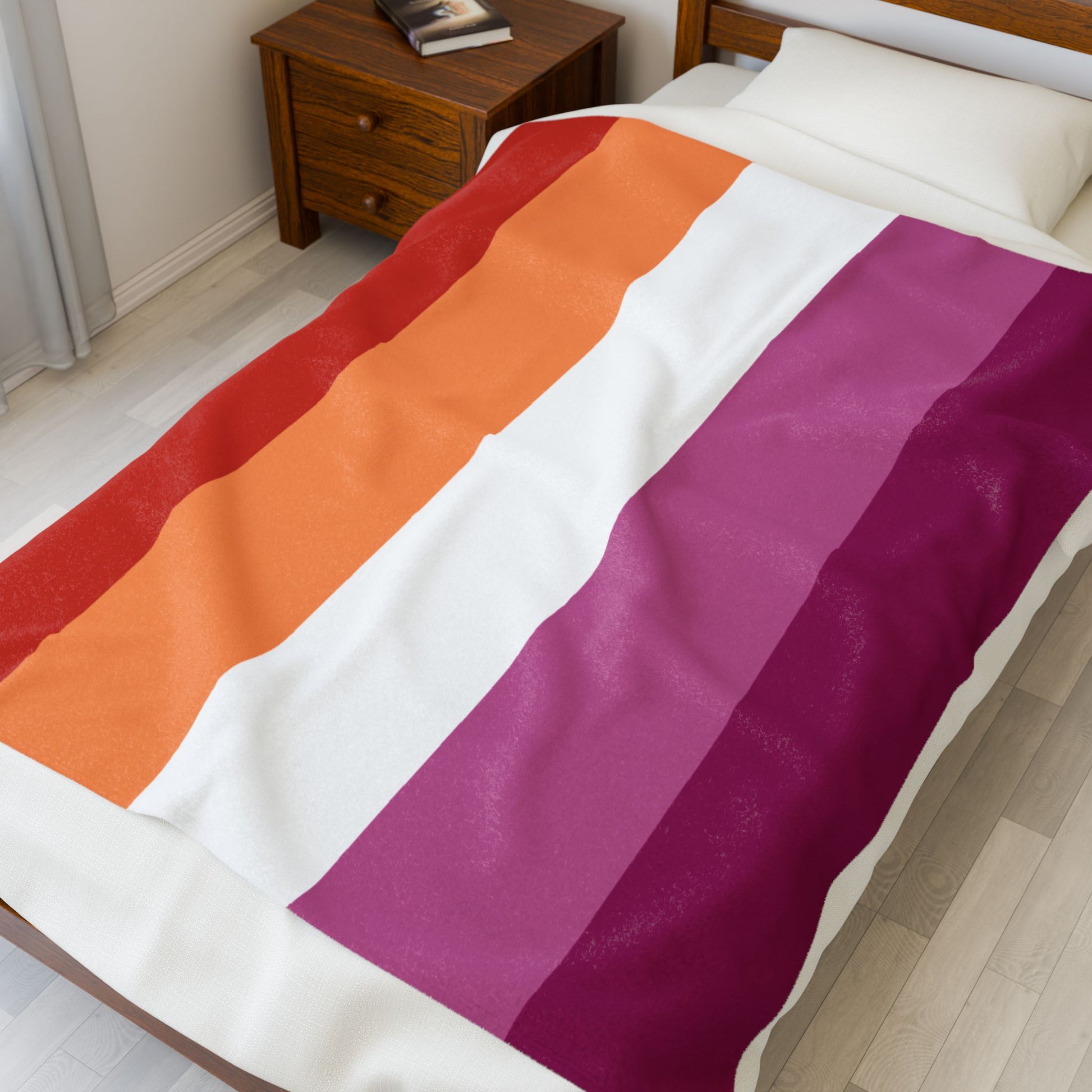 Lesbian Sunset Pride Flag Velveteen Plush Blanket