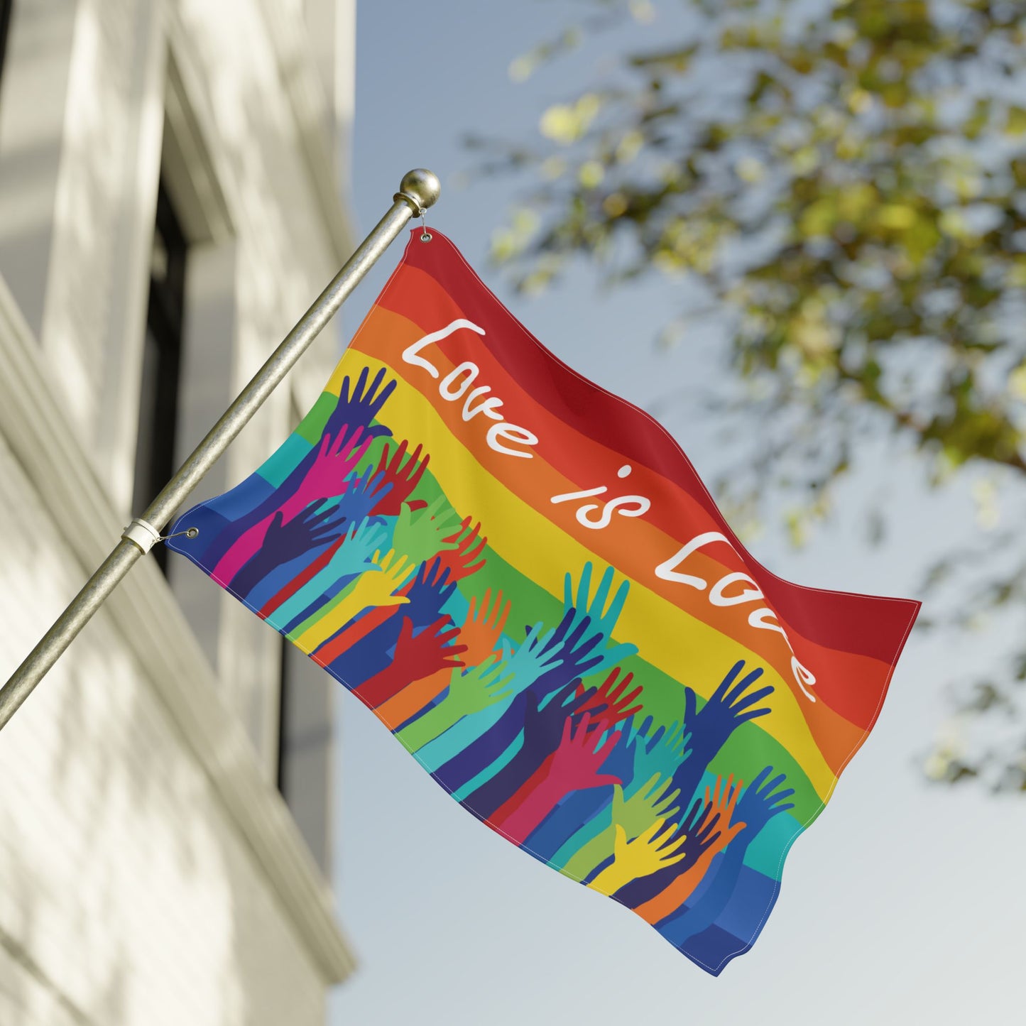 24'' × 36'' Love Is Love Double-Sided Rainbow Pride Flag, with Left or Right Side Grommets