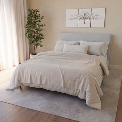 50" × 60" Grey Khaki & White Gingham Fleece Sherpa Blanket