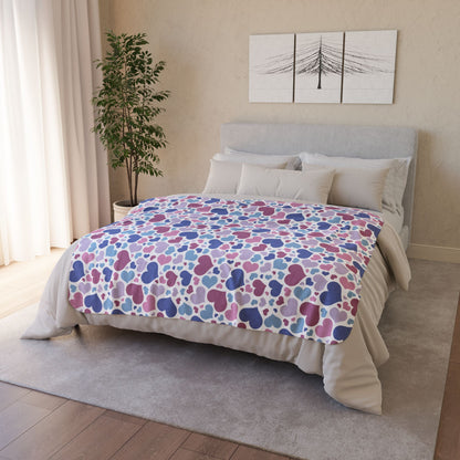 Bigender Purple Pride Valentine’s Day Hearts White Fleece Sherpa Blanket