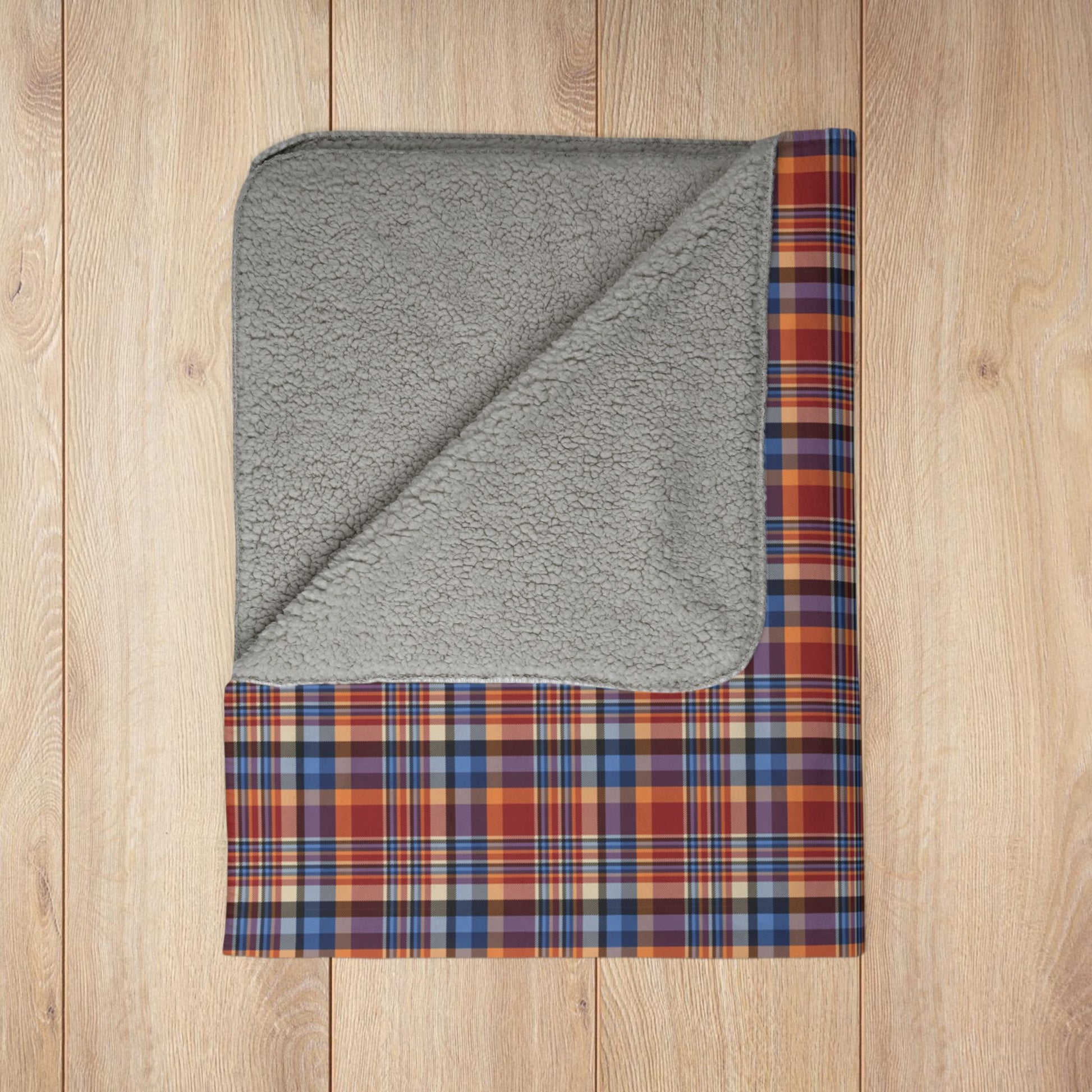 Red, Blue & Orange Ohio Plaid Fleece Sherpa Blanket