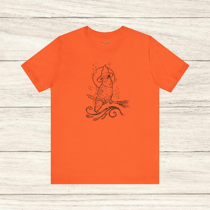 Lovebird Witch on a Broom, Line Art Tee