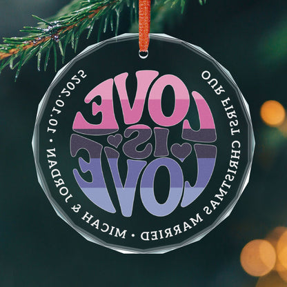 Custom Crystal Love is Love Omnisexual Pride 3" Circle Ornament