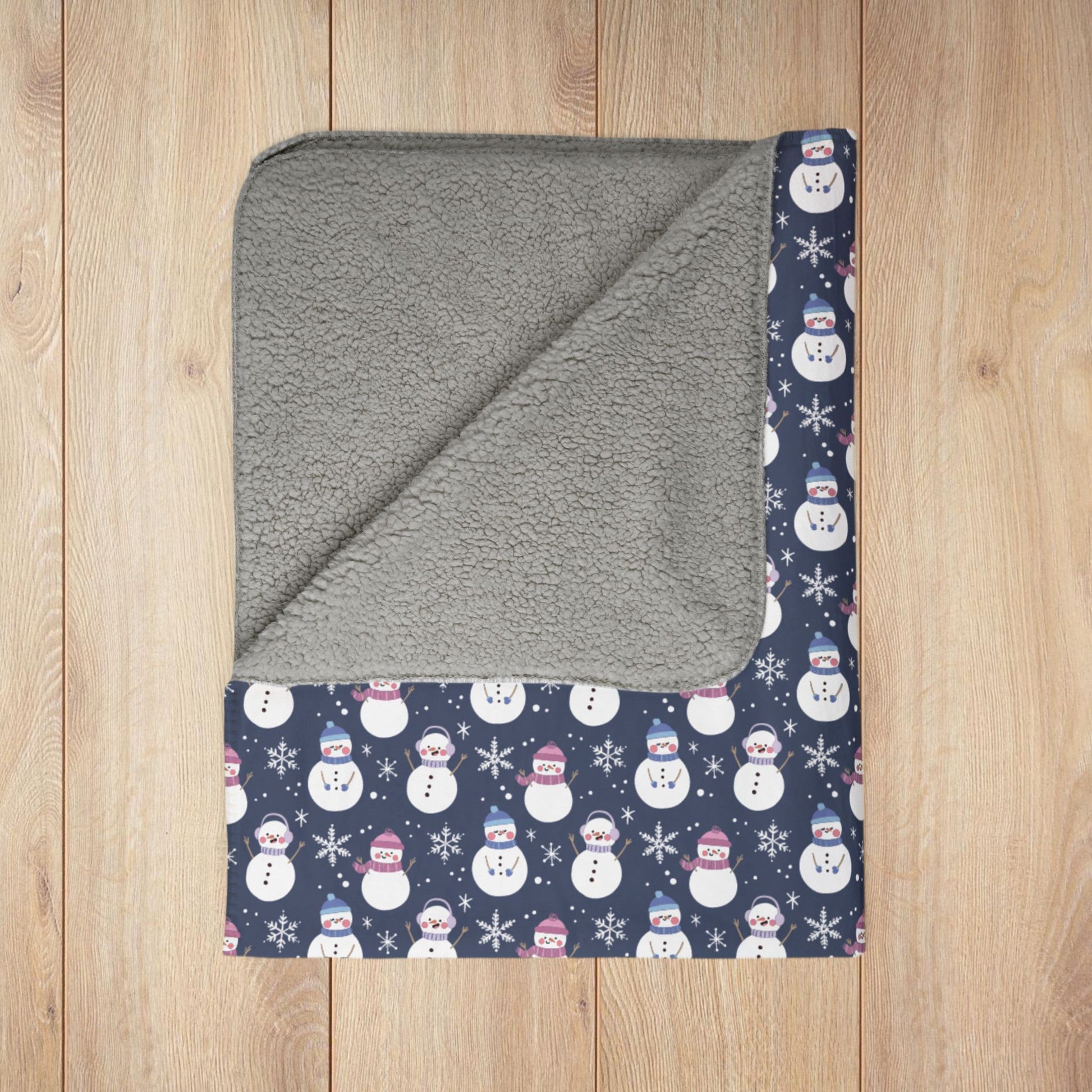 Bigender Purple Pride Snowman Fleece Sherpa Blanket