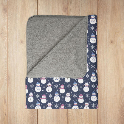 Bigender Purple Pride Snowman Fleece Sherpa Blanket