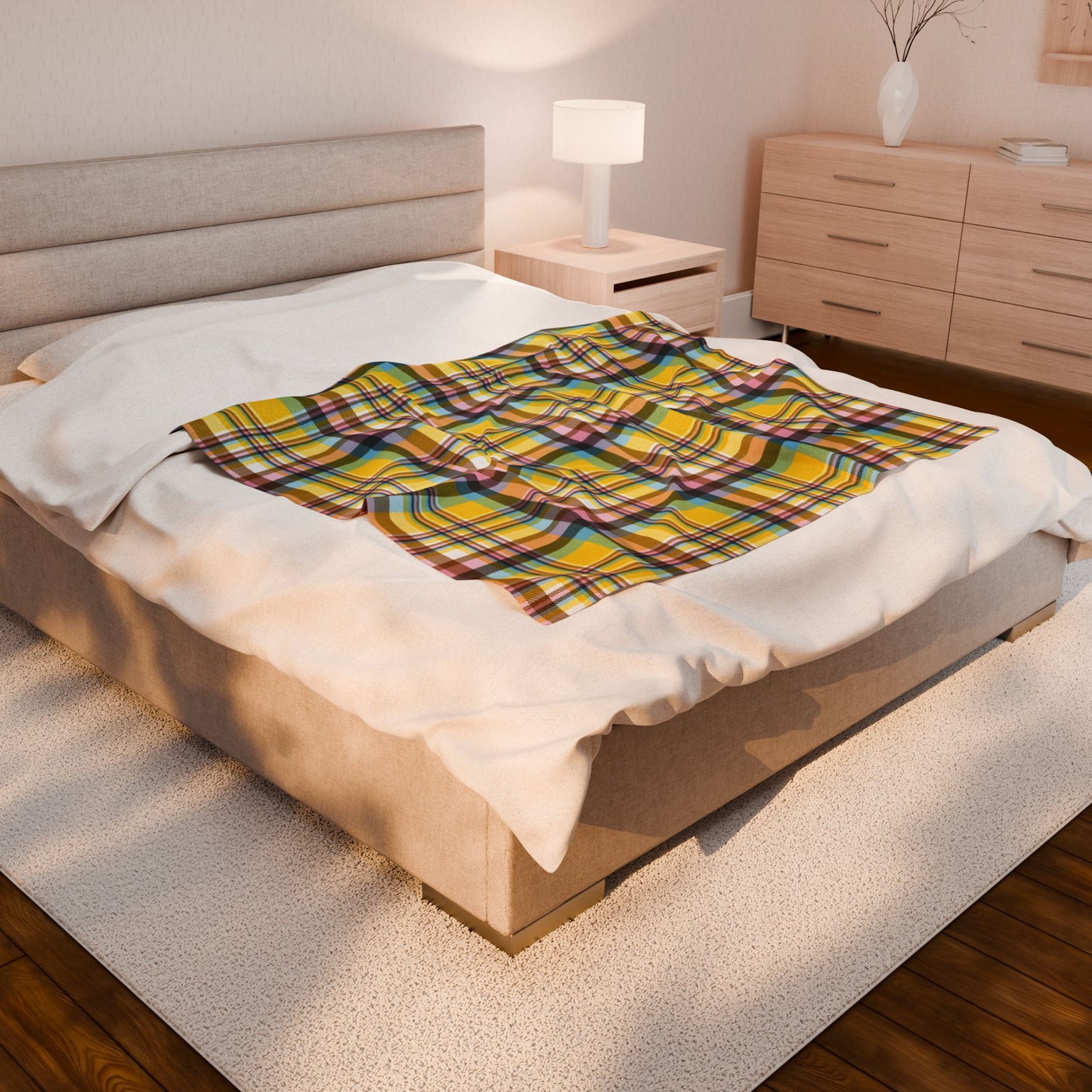 Intersex Progress Pride Plaid Velveteen Plush Blanket