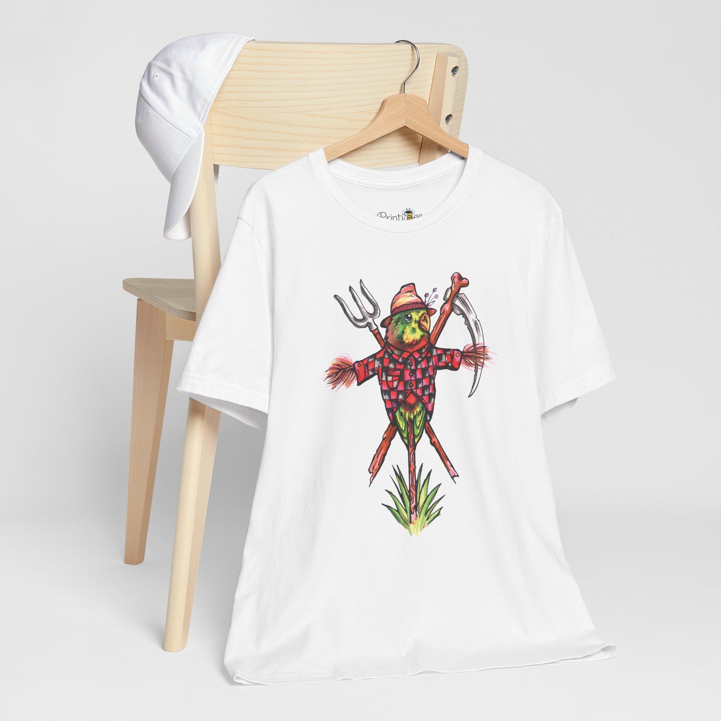 Scarecrow Lovebird, Hand-Drawn & Hand-Colored Tee