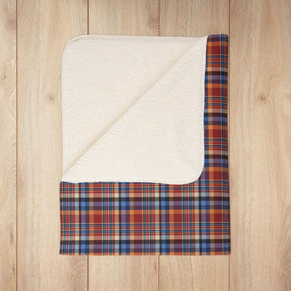 Red, Blue & Orange Ohio Plaid Fleece Sherpa Blanket
