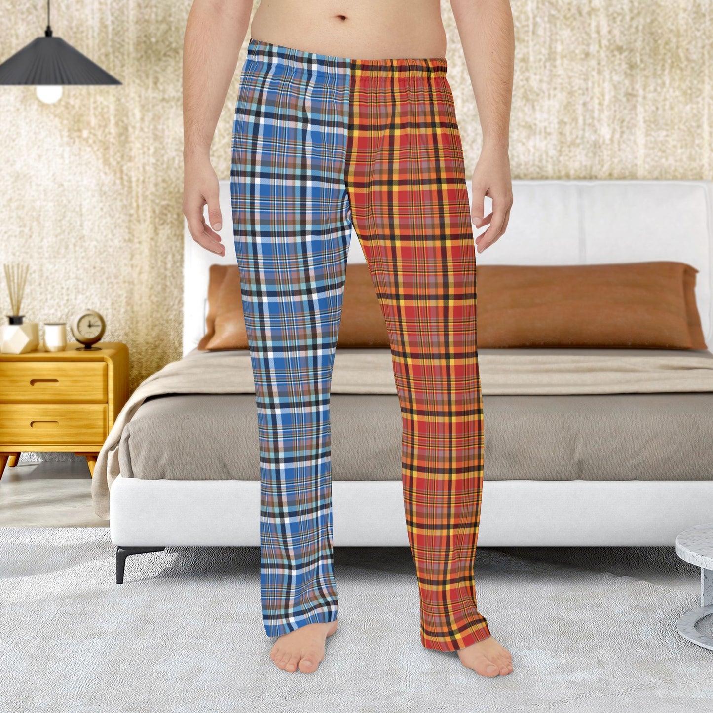 Men’s Half Red, Half Blue Plaid Sandusky OH Pajama Pants