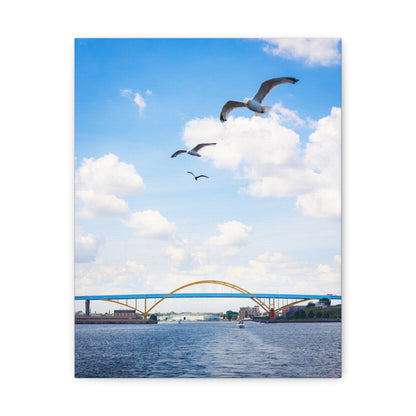 Pont Hoan de Milwaukee Wisconsin avec 3 mouettes, photographie sur toile, art mural