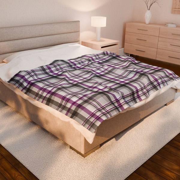 60" × 80" Asexual Pride Plaid Velveteen Plush Blanket