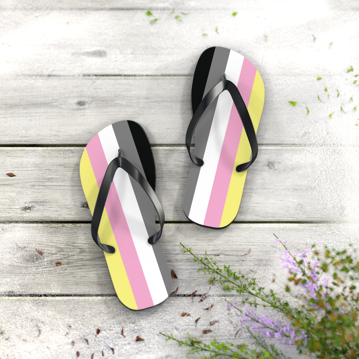 M Black sole Queerplatonic Pride Flip Flops