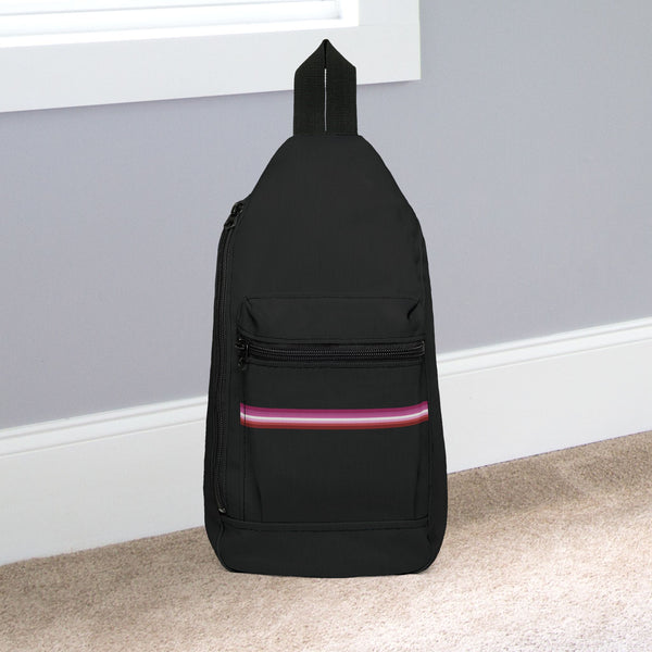 14.5" × 9'' Lesbian Pink Pride Black Minimalist Cross Body Sling Bag
