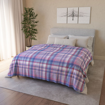 Bigender Purple Pride Plaid Fleece Sherpa Blanket