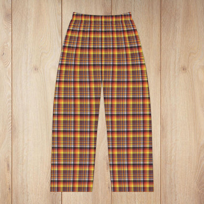Women’s Brown, Orange & Red Mason OH Plaid Pajama Pants