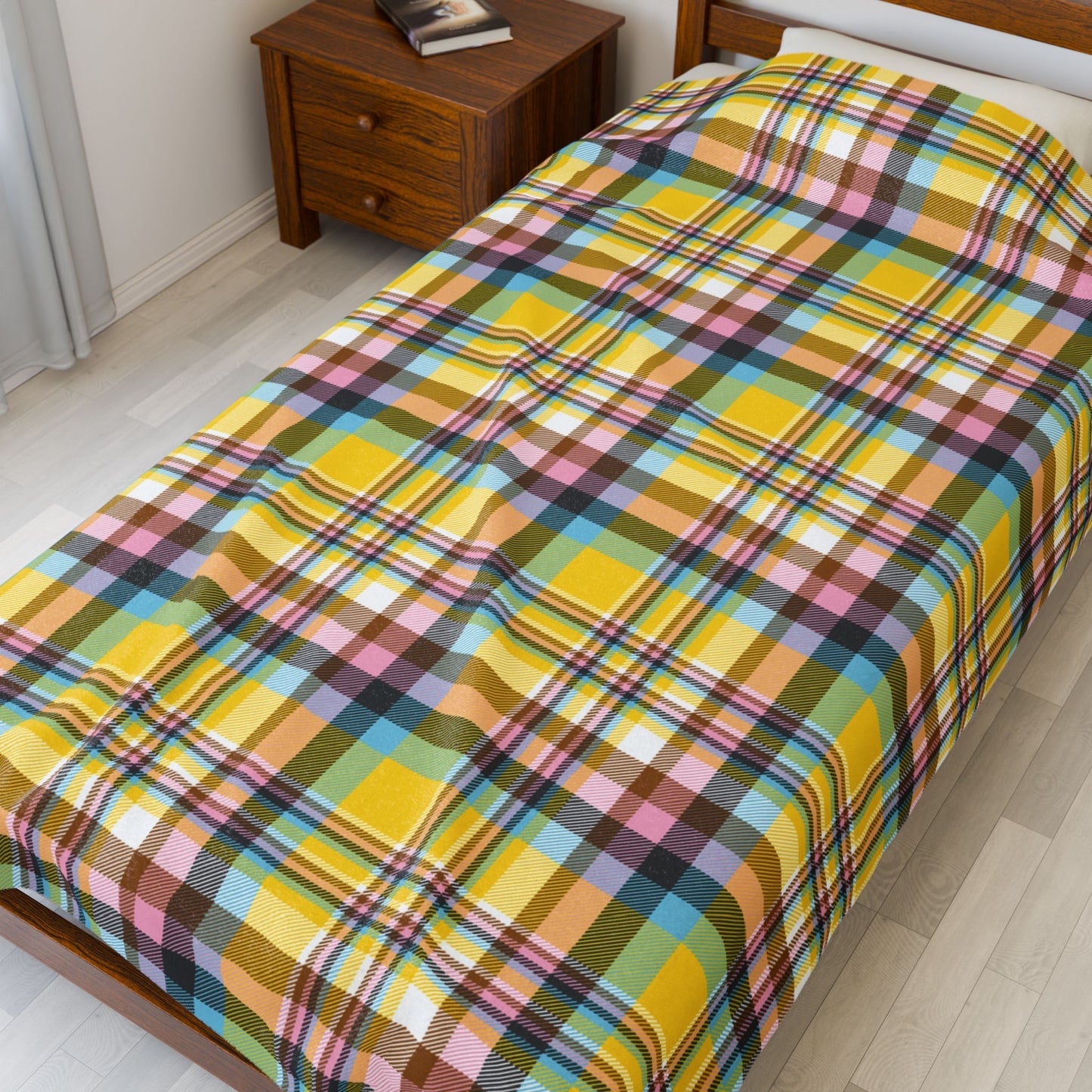 Intersex Progress Pride Plaid Velveteen Plush Blanket
