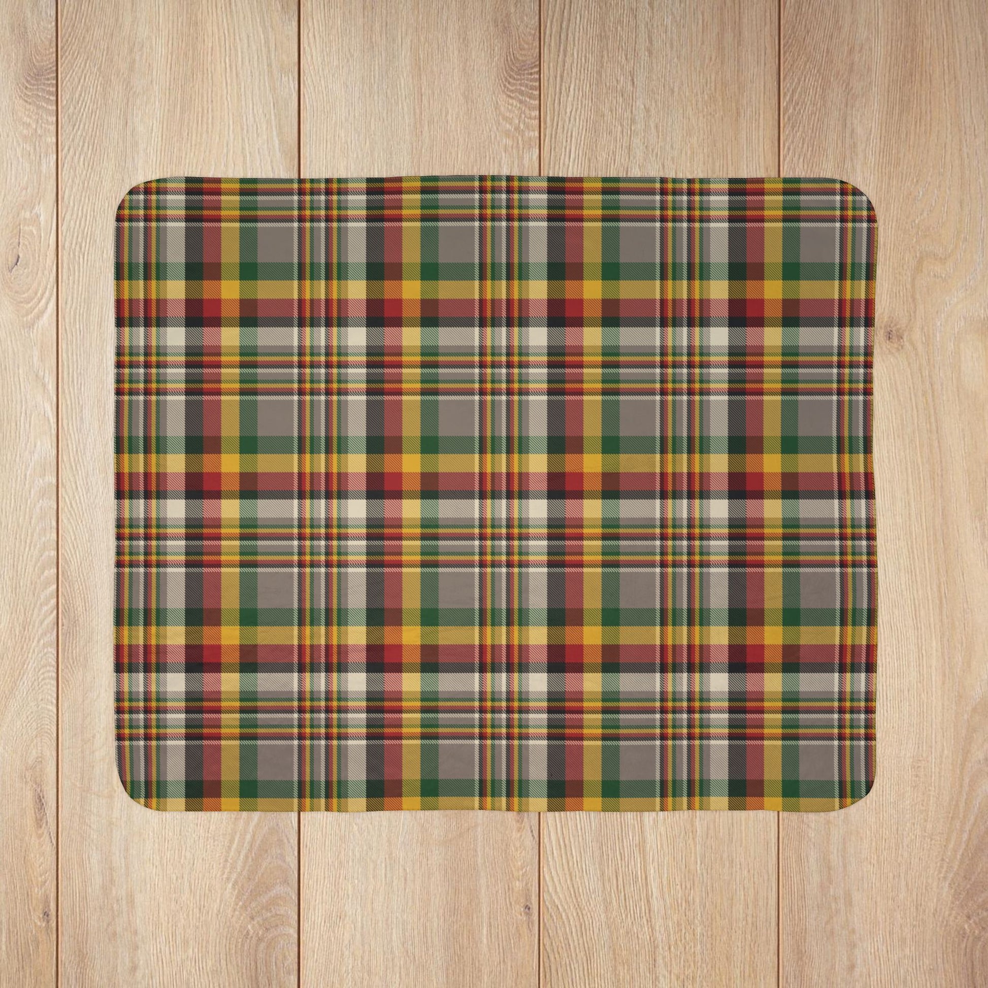 Brown & Green Gurnee IL Plaid Fleece Sherpa Blanket