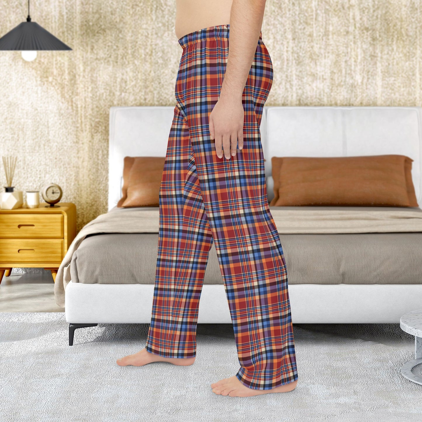 Men’s Red, Blue & Orange Ohio Plaid Pajama Pants