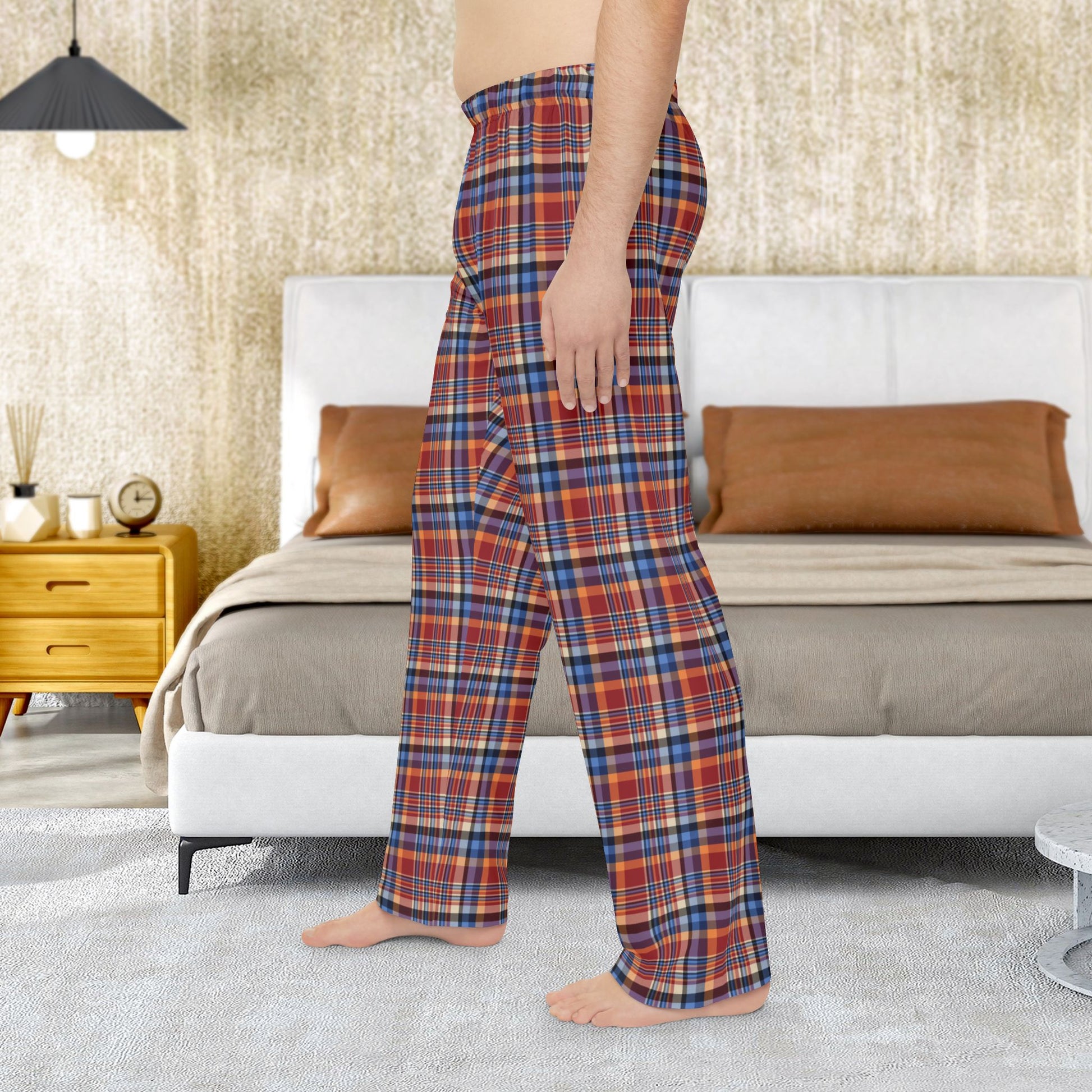 Men’s Red, Blue & Orange Ohio Plaid Pajama Pants