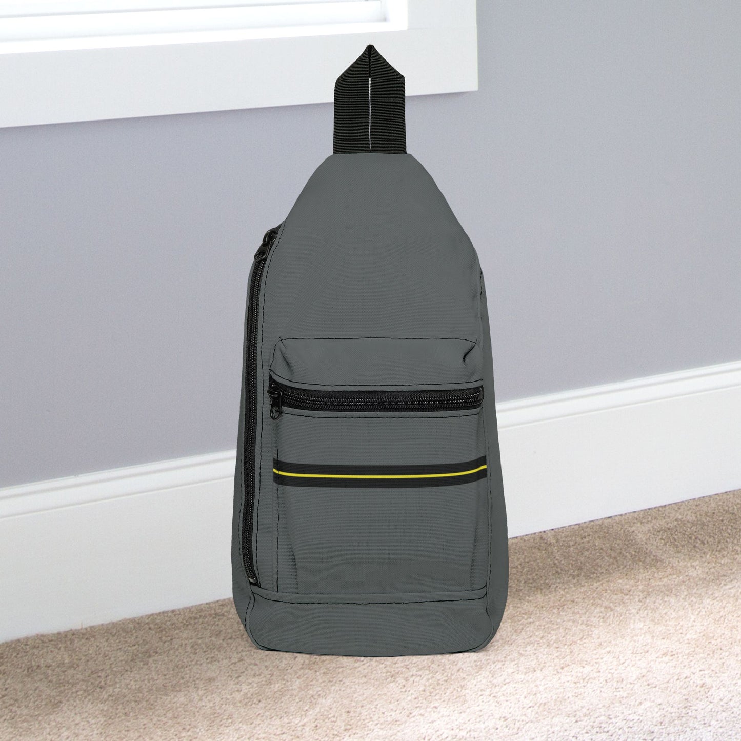 14.5" × 9'' Thin Yellow Line for Public Safety & Dispatchers Grey Minimalist Cross Body Sling Bag