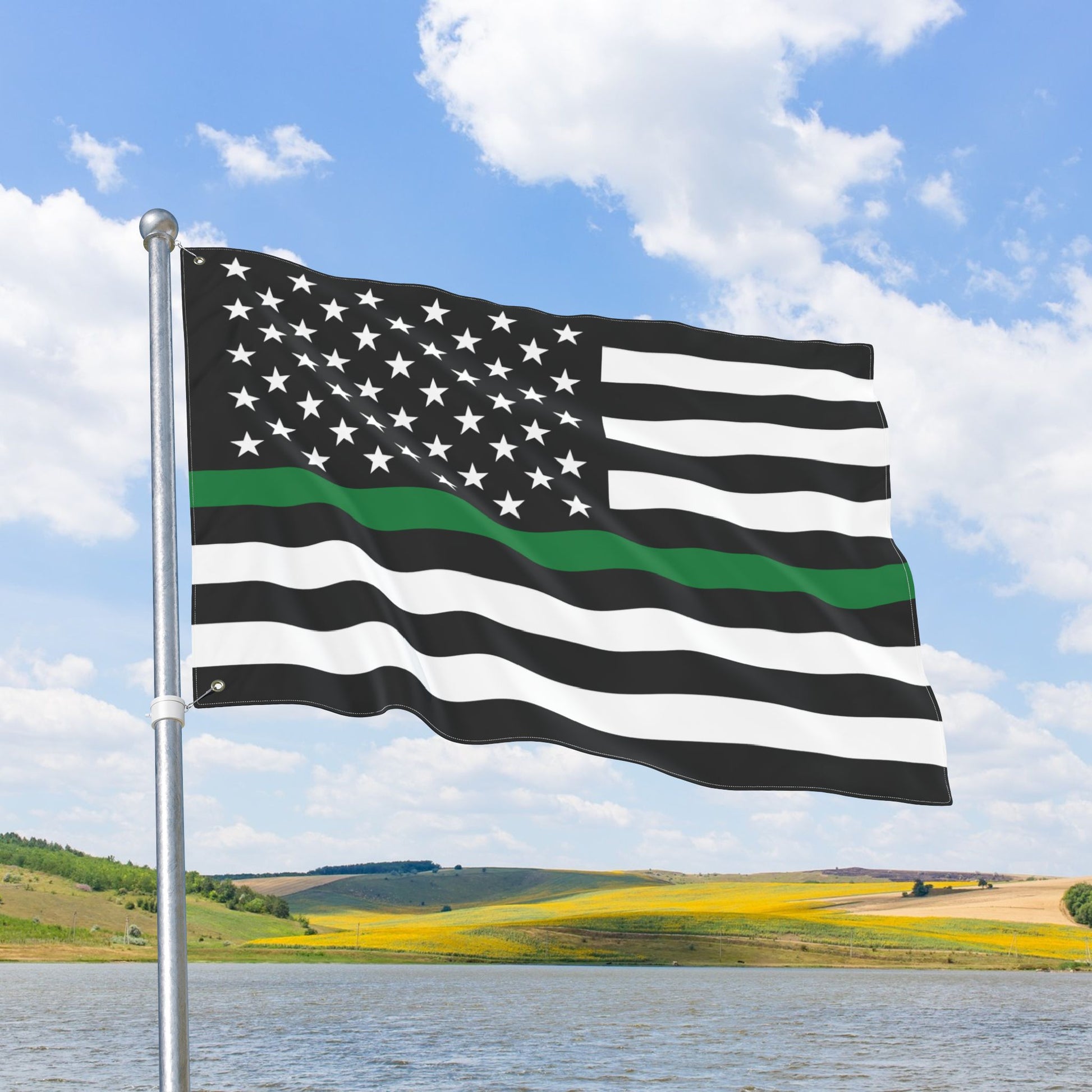 USA Thin Green Line American Flag with Grommets