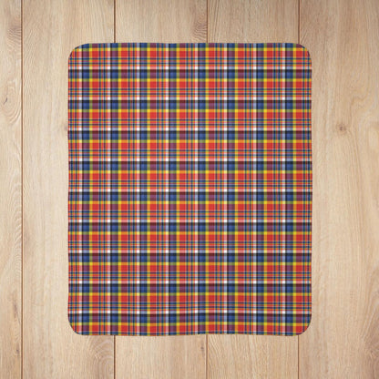 Red, Yellow & Blue Ohio Plaid Fleece Sherpa Blanket