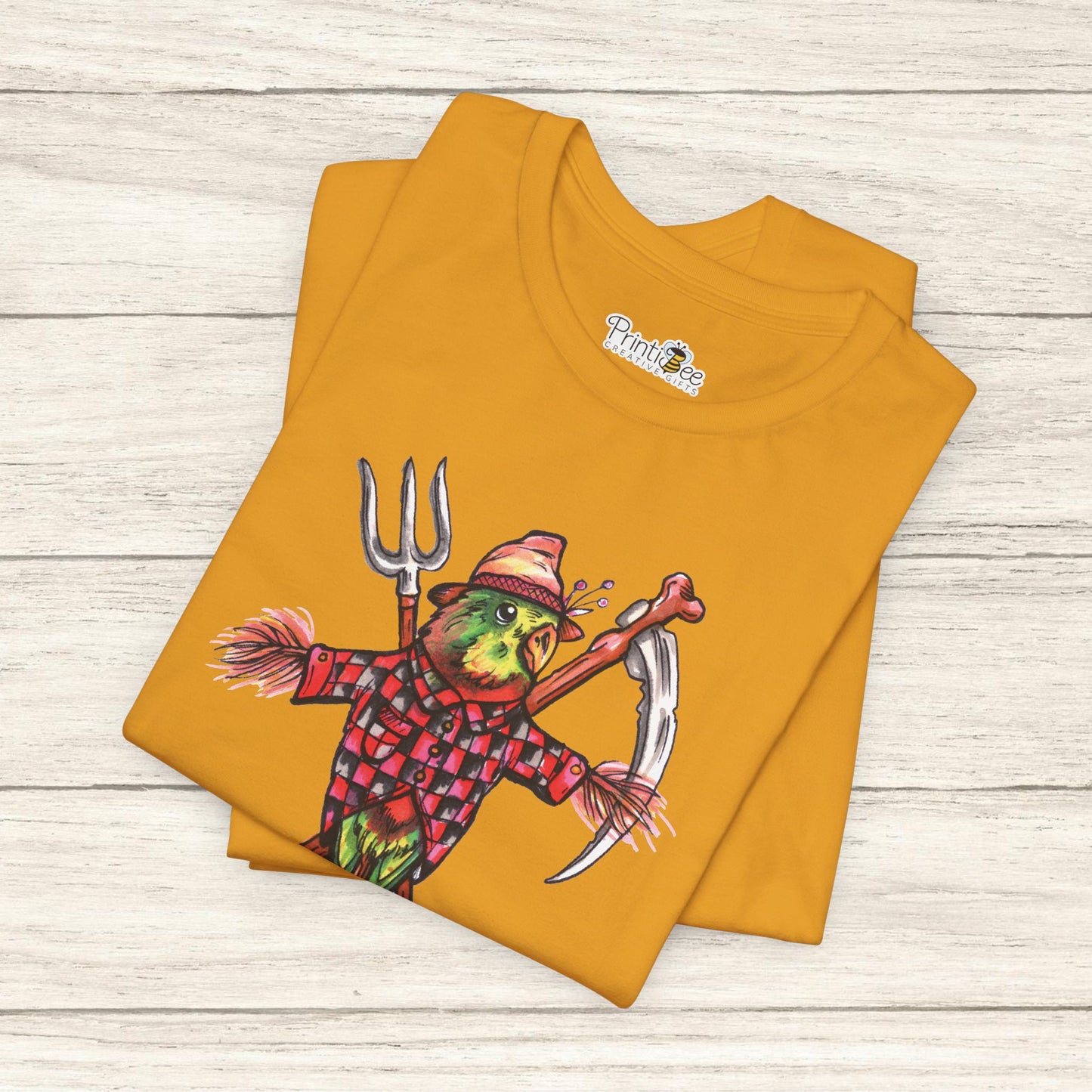 Scarecrow Lovebird, Hand-Drawn & Hand-Colored Tee