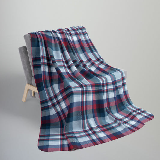 Nautical Blue Plaid Fleece Sherpa Blanket
