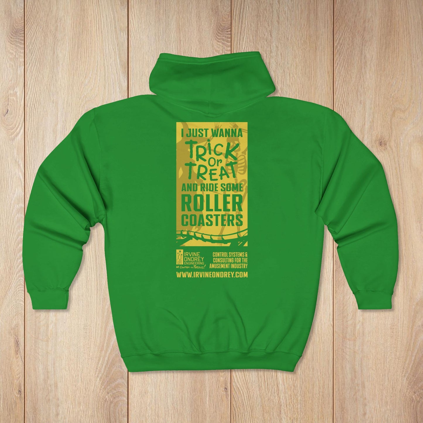 I Just Wanna Trick-or-Treat & Roller Coasters Zip Hoodie • Irvine Ondrey Engineering