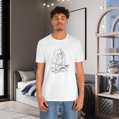 Lovebird Witch on a Broom, Line Art Tee