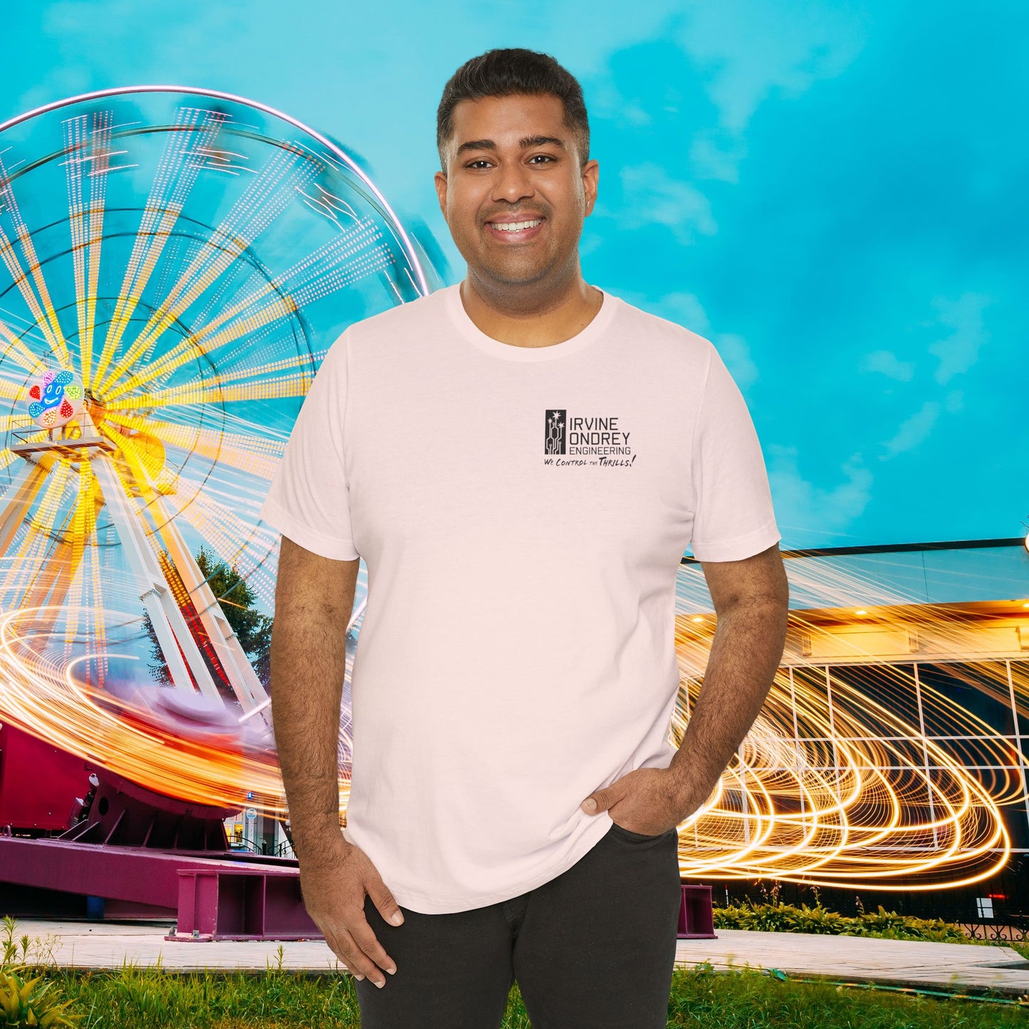 I Just Wanna Hang Out with My Cats & Ride Roller Coasters Tee (BACK graphic) • Irvine Ondrey Engineering