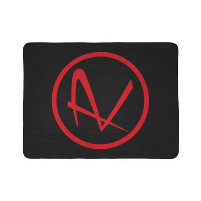 Rambler Red Logo Black Fleece Sherpa Blanket
