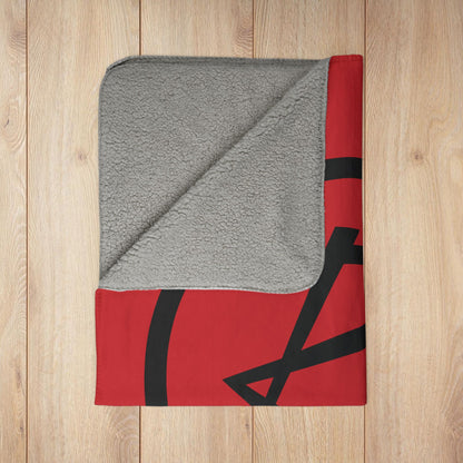 50" × 60" Grey Rambler Black Logo Red Fleece Sherpa Blanket