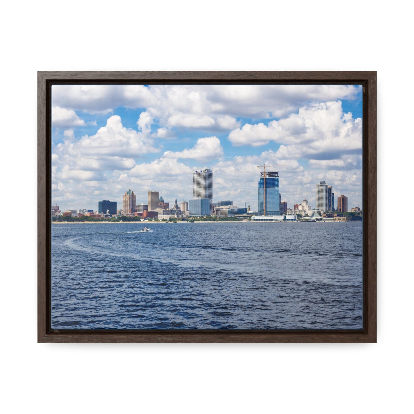 Milwaukee Wisconsin Skyline desde el lago Michigan, fotografía enmarcada en lienzo para pared