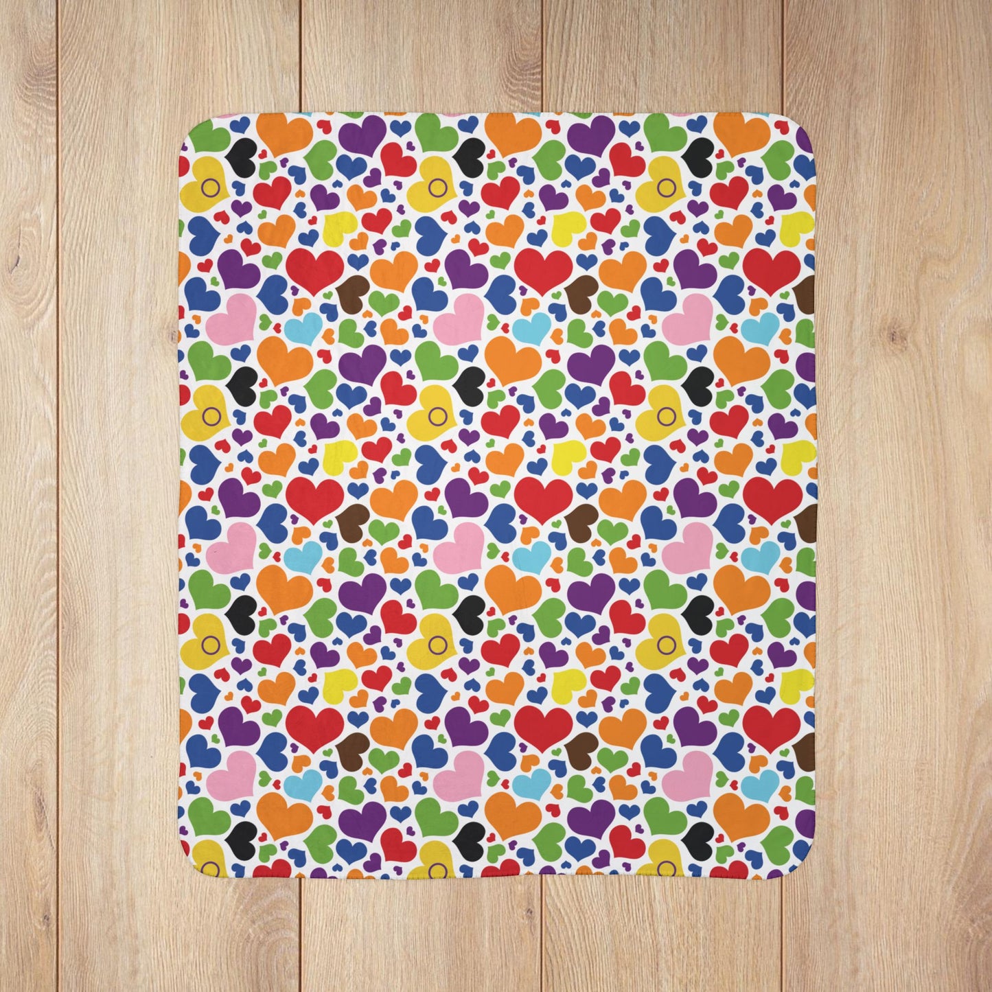 Intersex-Inclusive Progress Rainbow Pride Valentine’s Day Hearts Fleece Sherpa Blanket