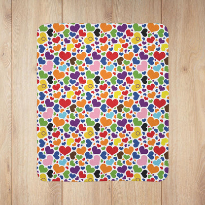 Intersex-Inclusive Progress Rainbow Pride Valentine’s Day Hearts Fleece Sherpa Blanket