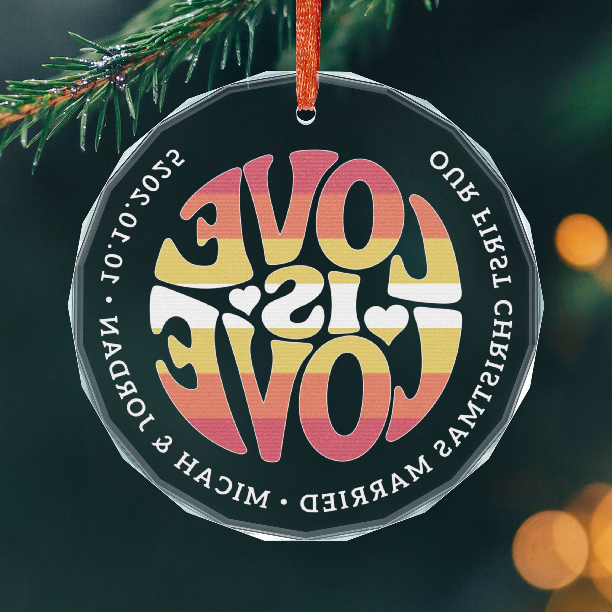 Custom Crystal Love is Love Non-Binary Girl Pride 3" Circle Ornament