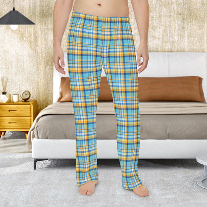 Men’s Teal, Blue & Gold Ohio Plaid Pajama Pants