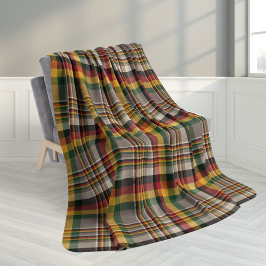 60" × 80" Brown & Green Gurnee IL Plaid Fleece Sherpa Blanket