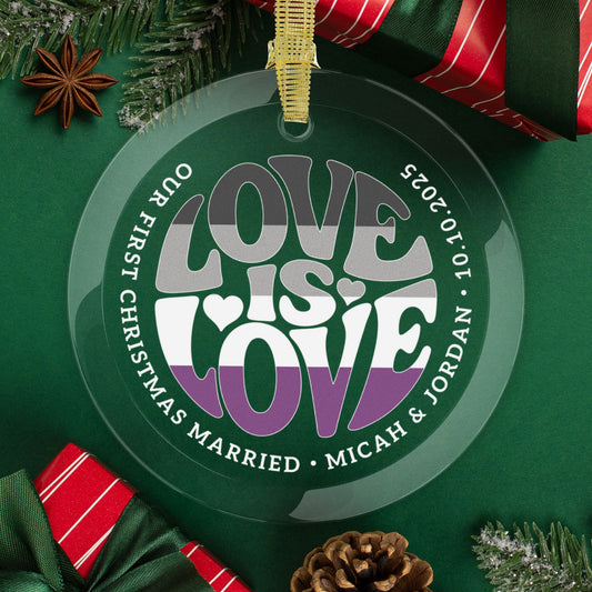 Round One Size Custom Glass Love is Love Asexual Pride 3.5" Circle Ornaments