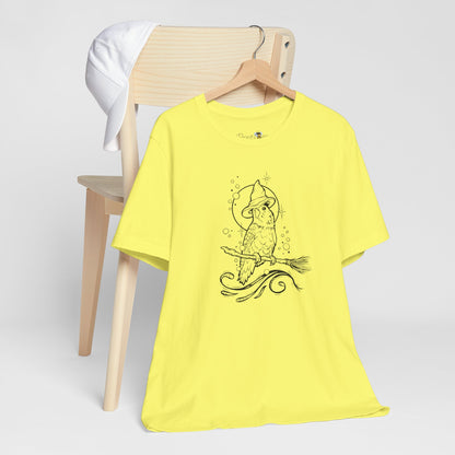 Lovebird Witch on a Broom, Line Art Tee