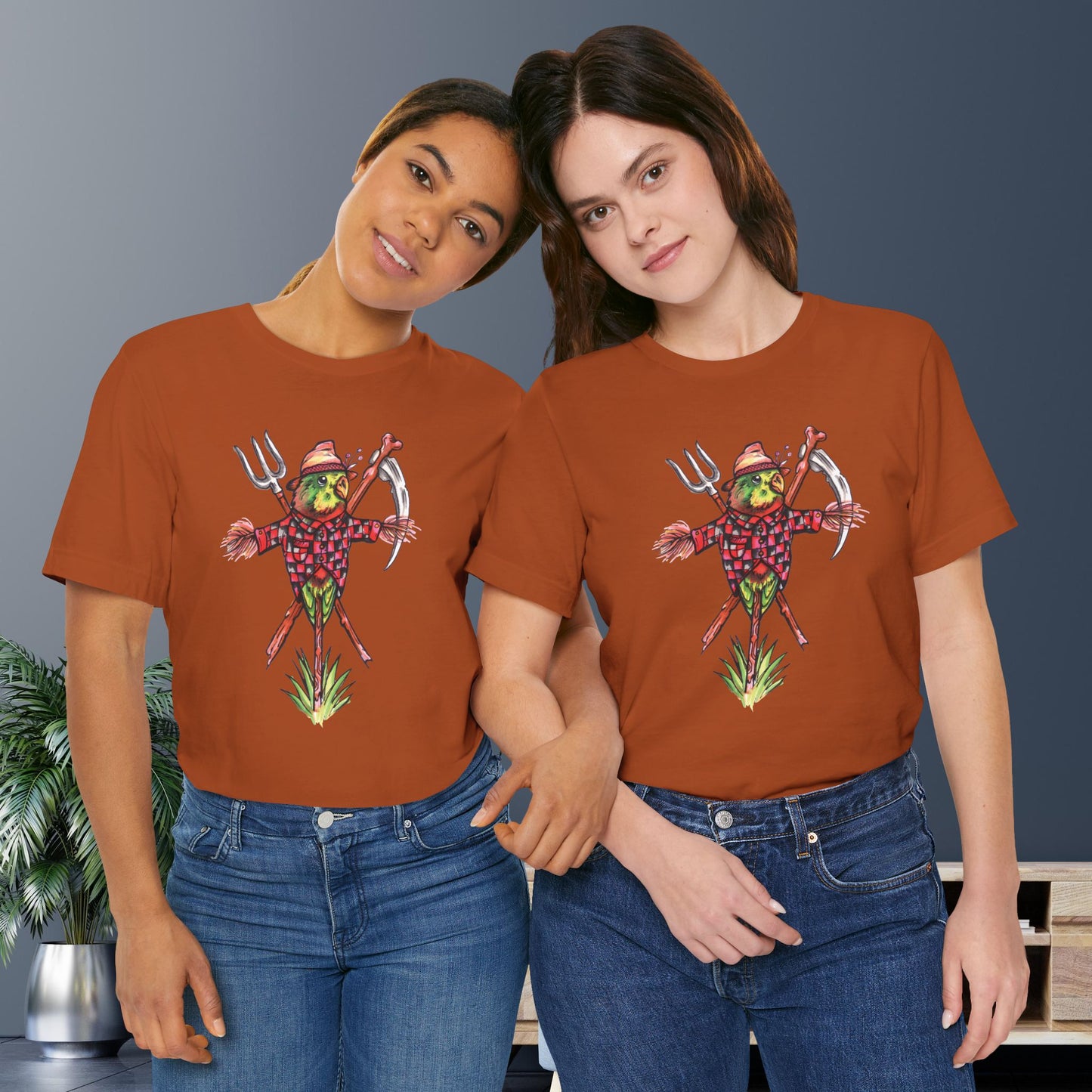 Scarecrow Lovebird, Hand-Drawn & Hand-Colored Tee